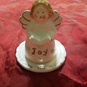 Joy to the World Christmas Angel candle holder